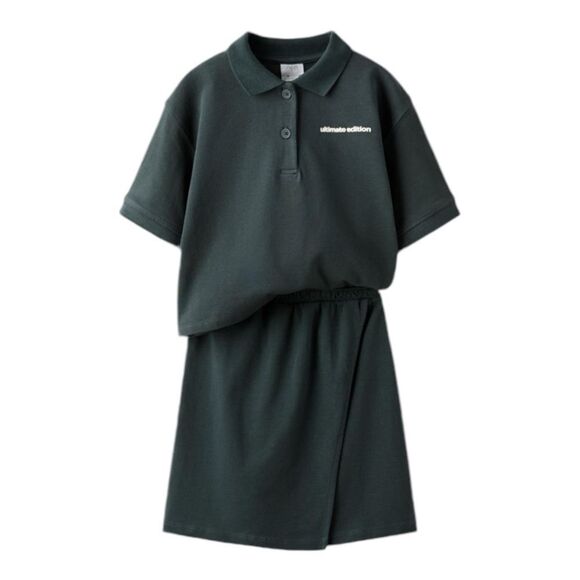 ZARA Kids | Anthracite Gray | POLO SHIRT AND SKIRT MATCHING SET - Picture 2 of 8